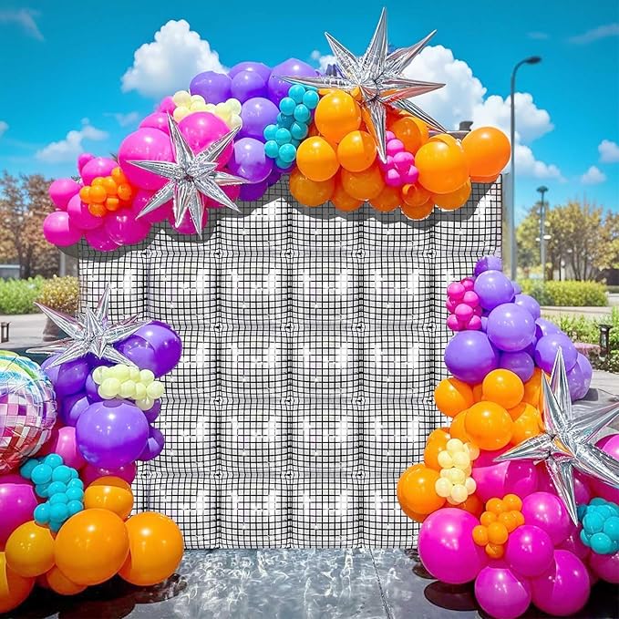 Silver Disco Square Foil Balloons Wall, 25PCS Double Sided Shiny Metallic Silver Square Balloon Backdrop Tunnel Arch Kit Background Decor for Retro 70s 80s 90s Disco Birthdays New Year Graduation