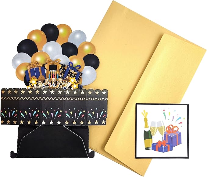 30th Birthday Cards 3D Popup Birthday Greeting Cards - Birthday Greeting Card for Men and Women, with Blank Note and Envelope Included (Black Gold)