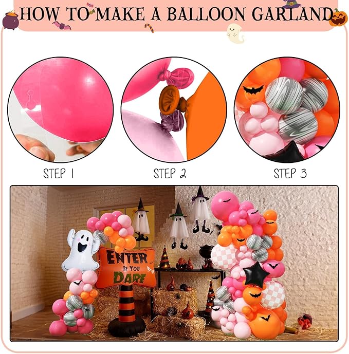 Orange and Pink Balloon Arch Garland Kit Fall Color Thanksgiving Balloons Decorations Autumn Harvest Balloon Kit for Thanks Giving Friendsgiving Themed Baby Shower Birthday Party Decoration