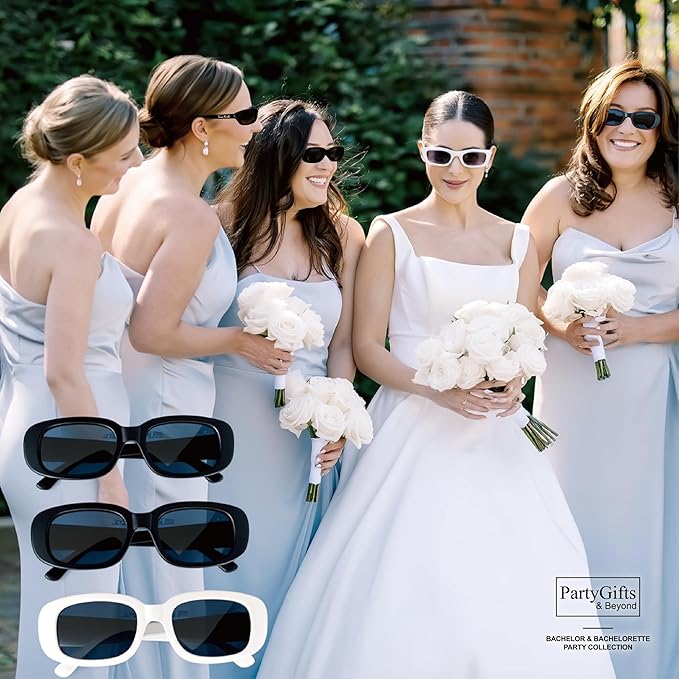 Bride Squad Bachelorette Party Favors 10 Pcs Team Bride Sunglasses Retro Rectangle Bridesmaid Gifts Sunglasses