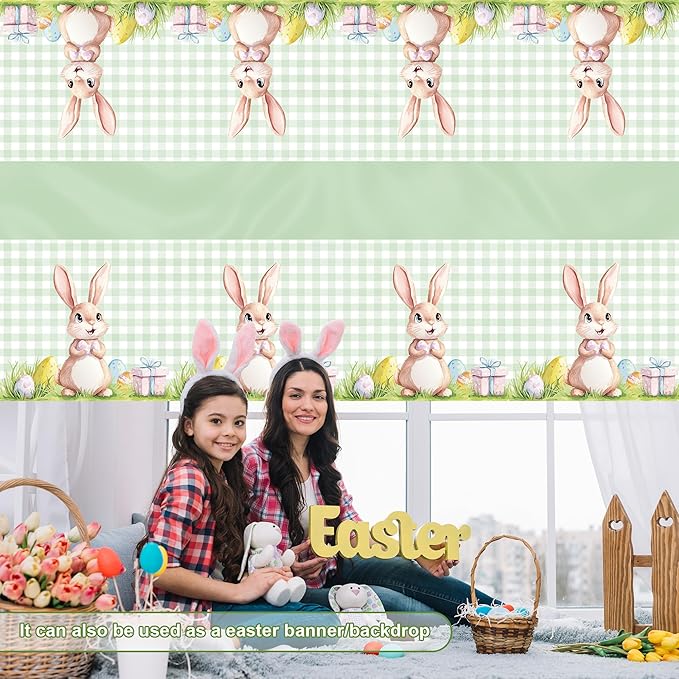 OHOME 2 Pack Easter Decorations - Disposable Plastic Tablecloth for Indoor Outdoor | Easter Party Decorations Favors Supplies for Table Decor Backdrop Banner