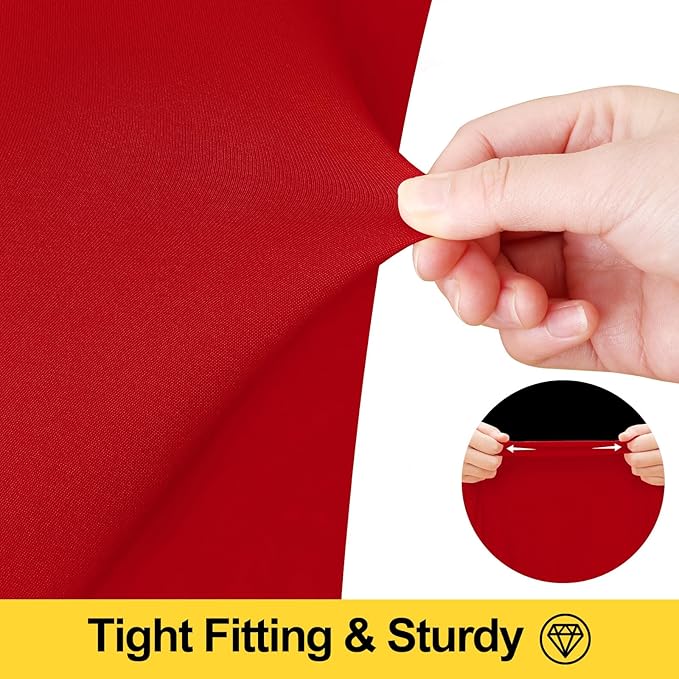 Smiry Spandex Tablecloth 2 Pack, Elastic Fitted Stretch Tablecloth for 6FT Rectangle Tables, Waterproof Washable Table Cover Skirt for Outdoor, Wedding, Banquet & Parties (Red, 72Lx30Wx30H Inch)