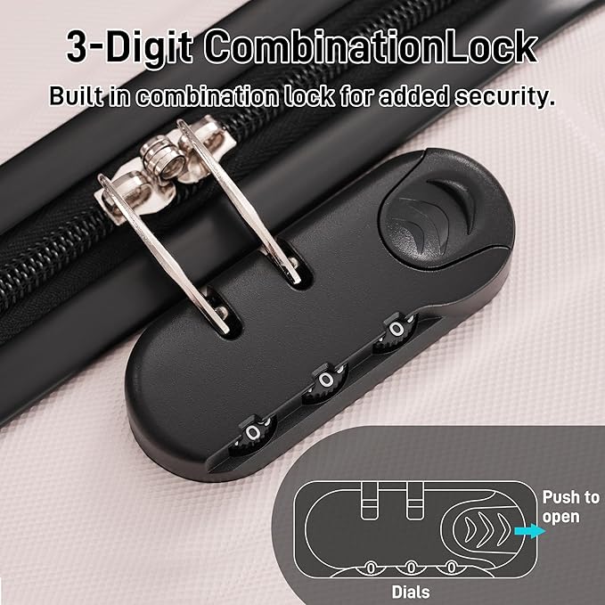 6 Pcs ABS Hardshell Luggage Sets Spinner Wheel Suitcase Lock Suitcases Light Pink