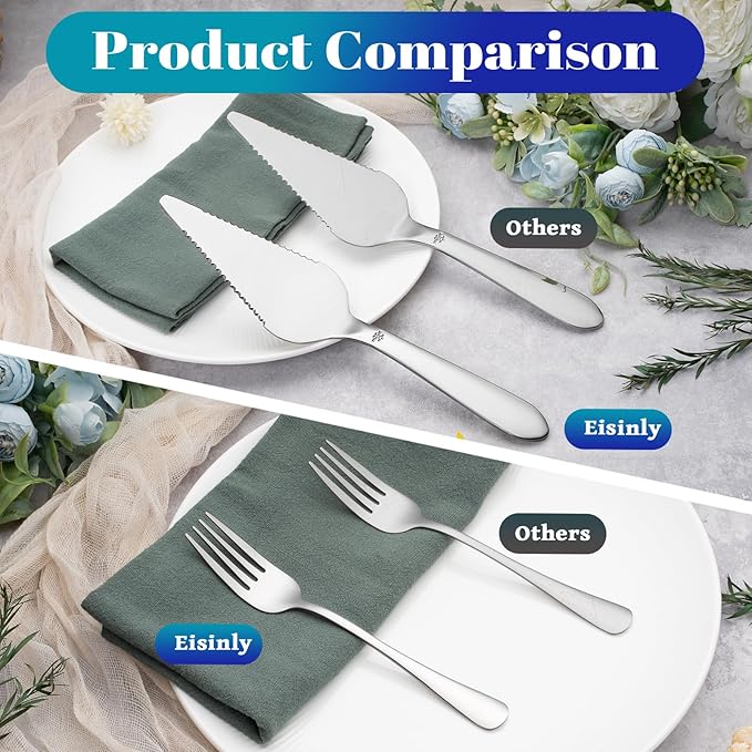 1 Pcs Cake Pie Server and 4 Forks Set for Wedding, Elegant Pizza Slicer Server Set with Stainless Steel Big Serrated Edges, Cake Cutter Pie Spatula for Birthday Anniversary, Silver