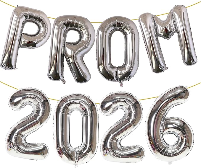 KALOR 42 Inch Silver Letter PROM 2026 Balloons Jumbo Foil Mylar Helium Big Balloons for Graduation Party Decorations