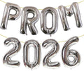 KALOR 42 Inch Silver Letter PROM 2026 Balloons Jumbo Foil Mylar Helium Big Balloons for Graduation Party Decorations