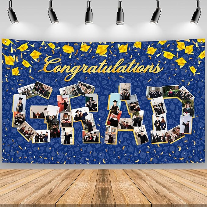 Large Graduation Photo Banner Decorations 72x44 Inch,Graduate Banner for Class of 2026 Ceremony Congratulations Grad School DIY Prom Favors Party Supplies, Picture Backdrop Sign Photography Background