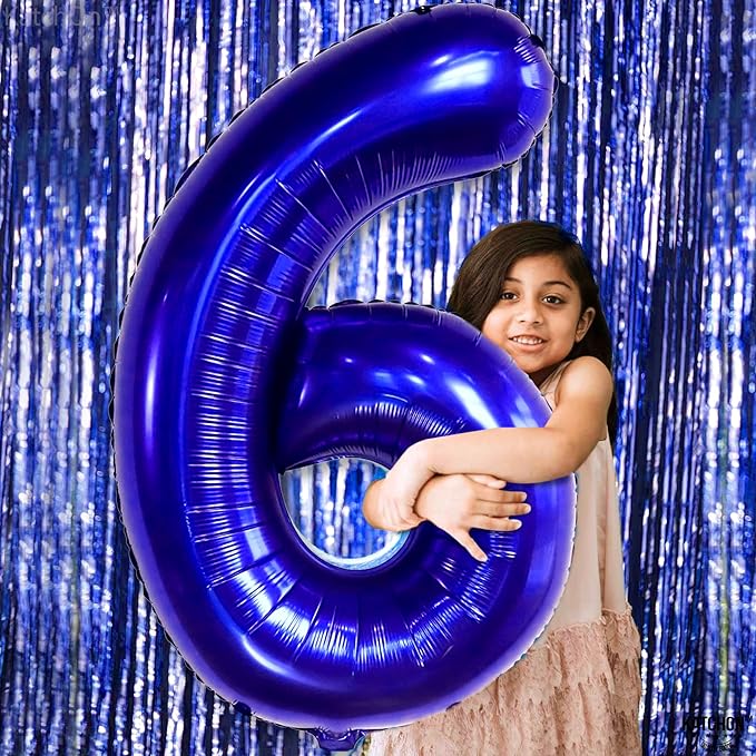 KatchOn, Giant Navy Blue Number 6 Balloon - 40 Inch | 6th Birthday Balloon for 6th Birthday Decorations | 6 Balloons for Birthday | Number Balloons for Anniversary Decorations