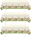 Childom 3 Pack Easter Decorations Easter Tablecloths Disposable Plastic Tablecloths 54"x108" Bunny Table Cloths Rectangle Tables for Party Supplies,Holiday Table Covers for Home Dinner Outdoor Picnic