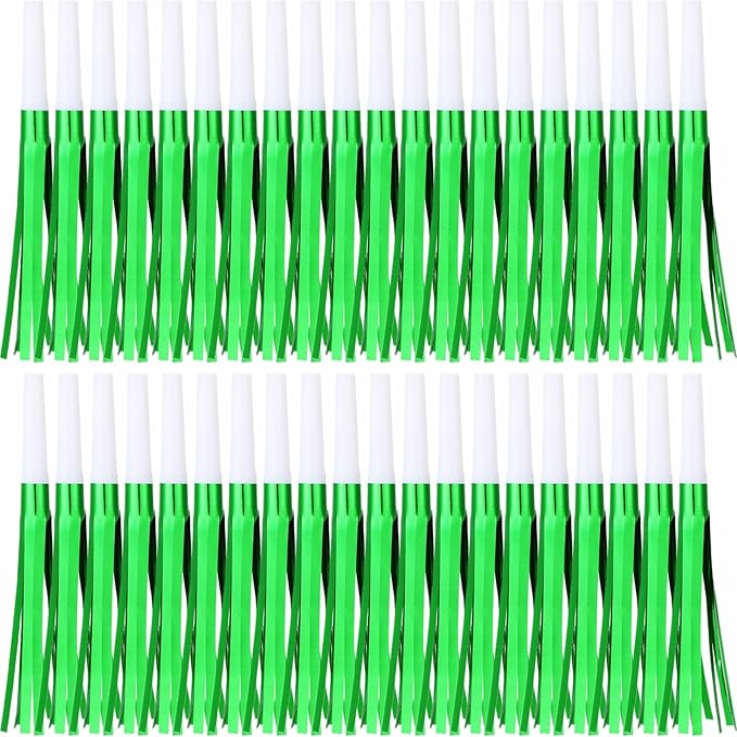 30 Pcs Gold Noise Makers, Metallic Fringed Noise Makers for New Year Party Favor Supplies, Green