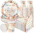 Hushee 200 Pcs Fall Pumpkin Gender Reveal Baby Shower Paper Plates Napkins Cups Baby Shower Party Supplies Tableware Set Disposable Cup Napkin for 50 Guest Party Decoration