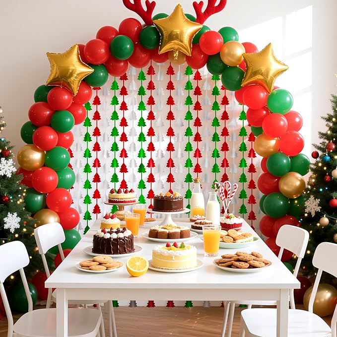 2 Pack 3.3x6.6ft Christmas Tree Foil Fringe Curtains - Sparkling Ornament Tinsel Backdrop for Holiday Party Decorations, Christmas Gathering, New Year Celebrations, Winter Festivals, Events Decked