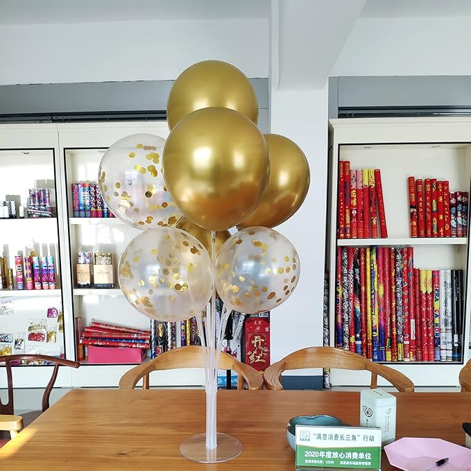 Gold Party Decorations 4Set Balloon Stand Table Centerpieces for Birthday Bridal Shower Wedding Anniversary Engagement Mother's Day Father's Day Graduation Decorations 2026 New Years Eve