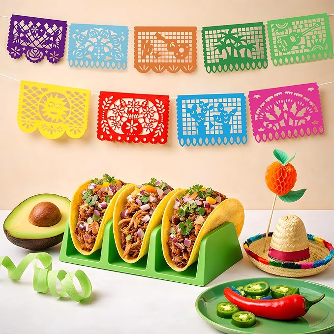 OHOME Cinco De Mayo Decorations - Papel Picado Banner Streams | Mexican Theme Birthday Backdrop Flag Para Fiesta Party Decorations for Taco Accessories Decor Party Favors Supplies