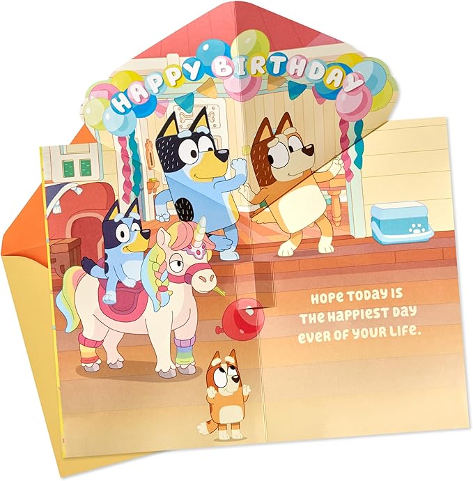 Hallmark Bluey Kids Birthday Card with Sound and Light (Happiest Day Ever) for Son, Daughter, Grandchild