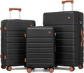 Hulsin Luggage Sets Clearance 3 Piece Hardside Suitcase with Wheels, 20/24/28 inch Rolling Luggage Set for Women, Hard Shell Travel Suitcases with TSA Lock (Black, 3PCS Set)