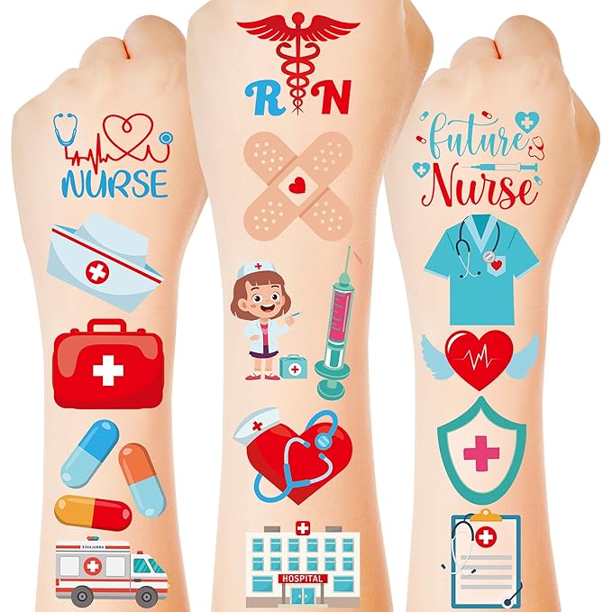 150Pcs Nurses Temporary Tattoos Stickers, 12Sheets Waterproof Nurse Stickers for Nurse Appreciation Gifts Nurses Week Gifts Decorations Nursing Graduation Gift Nurses Supplies Party Favors Accessories