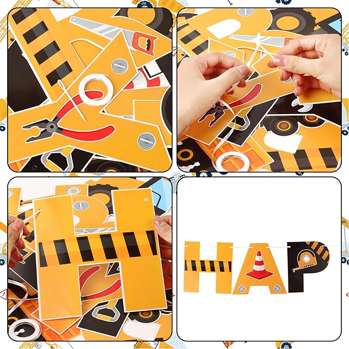 Construction Truck Party Decorations Happy Birthday Banner Construction Truck Party Banner Garland for Birthday Party Decorations Constructions Truck Party Supplies