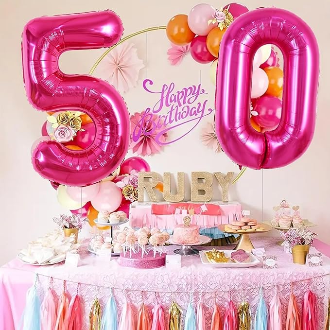 TONIFUL 40 Inch Hot Pink Large Numbers Balloon 0-9 Birthday Party Decorations,Foil Mylar Big Number 5 Balloon Digital 5 for Birthday Party,Wedding, Bridal Shower,Engagement,Graduations,Anniversary