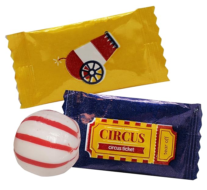 Circus Themed Peppermints 100 Count Individually Wrapped - Bulk Mints For Birthday Party Giveaways & Candy Goodie Bags-Carnival Fun Mints For Adults or Kids