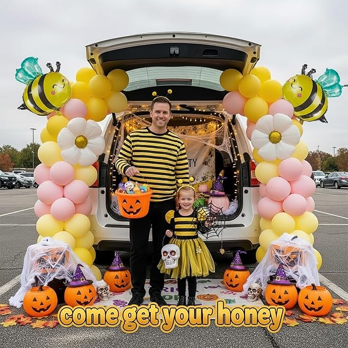 Spring Bee Balloons Garland Arch Kit Yellow white pastel pink green balloons with bee daisy balloonsfor What Will it Bee Gender Reveal Baby Shower Honey Bee Birthday decorations