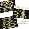 12 Pack Bachelorette Party Sash Set - Bride to Be Sash + 11 Funny Group Sashes for Bridal Shower, Engagement Celebration & Girls’ Night Out, Includes Safety Pins
