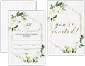 Shhh It's a Surprise Birthday Invitations, Greenery Floral Birthday Party Invitation Card, Surprise Birthday Party Favors & Celebration Supplies(20 Set of Invitations with Envelopes)-B27