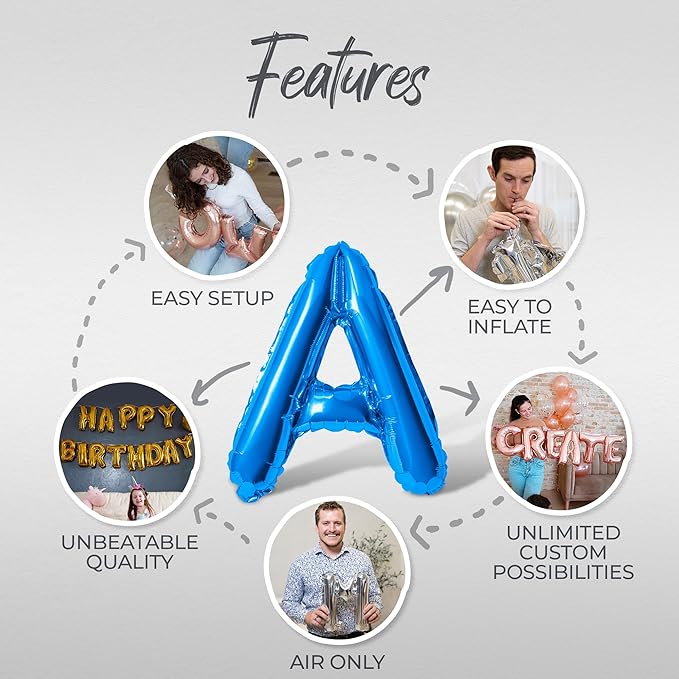 Letter Balloons - HAPPY RETIREMENT 16" Inch Alphabet Letters Foil Mylar Balloon Retirement Party Balloon Banner (Blue)