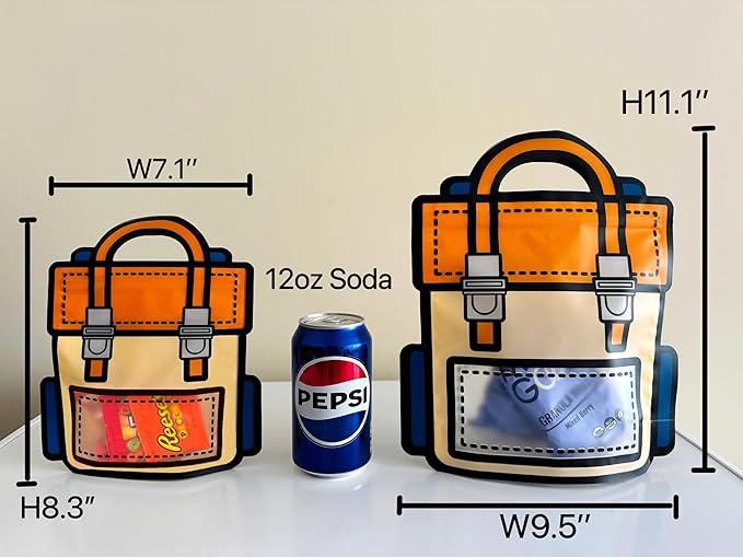 Trendybag Orange&Purple Top-handle Party Goodie bags, Grip n’ Seal 20 Pcs Birthday bags with Stand-up Bottom (Large, Orange)