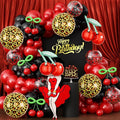JOGAMS 174Pcs Betty Party Decorations,Cheetah Print Red and Black Party Decorations with Confetti Cherry Cheetah Print Green 260 Balloons for Bachelorette Birthday Baby Shower Vintage Retro Party