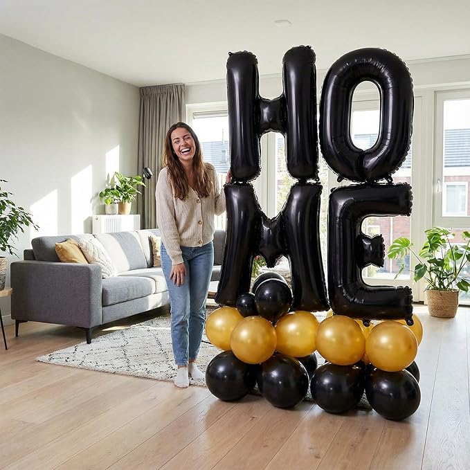 Black Letter Y Balloons, 40 Inch Large Foil Letter Balloons, Custom Phrase Balloon for Birthday Party Wedding Anniversary Decoration (Black Y)