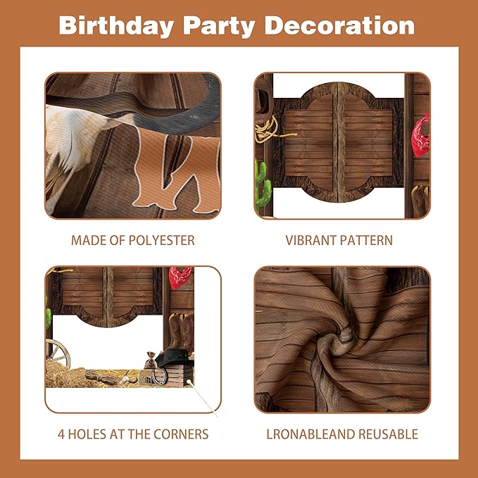 Western Party Decorations For Boys, Cowboy Rodeo Party Supplies,Wild West Banner,Photo Booth Props,Horse Foil Balloon for Men