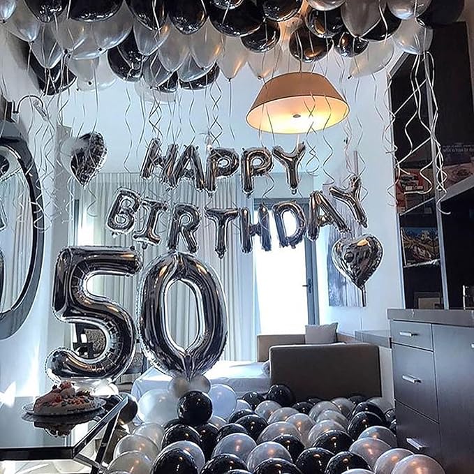 40 Inch Large Silver Number 5 Letter Balloon, Alphabet Letter Mylar Foil Helium Big Number Balloons for Birthday Anniversary Party Graduations Festival Decorations