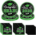 Black and Green Graduation Decorations,200Pcs Black and Green Graduation Plates and Napkins Congrats Grad Class Of 2026 Plates for Graduatio Party Supplies ,Serve 50