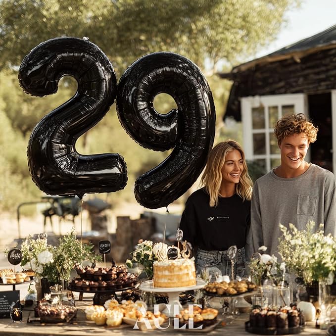 AULE 40 Inch Big Black 9 Balloon Number Large Foil Helium Number Balloons 0-9 Jumbo Giant Happy 9th Birthday Party Decorations for Boy or Girl Huge Mylar Anniversary Party Supplies