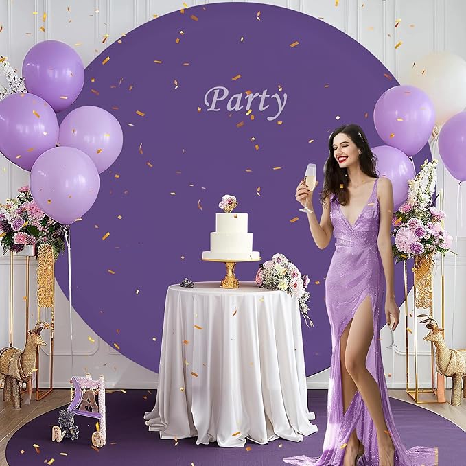 Gallety 7.2FT Purple Round Backdrop Cover with Size Adjuster & 4 Metal Clips, Universal Fit for 5ft-7.2ft Circle Stand, Polyester Fabric Arch Cover for Wedding, Birthday Party, Baby Shower Decor