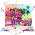 Musical Birthday Pop Up Card with Lights Sound, 3D Guitars Violins Happy Birthday Greeting Card - Plays 'Happy Birthday' Song, Auto LED Light Up, Includes Envelope Blank Note - Gift for Musicians and Music Lover