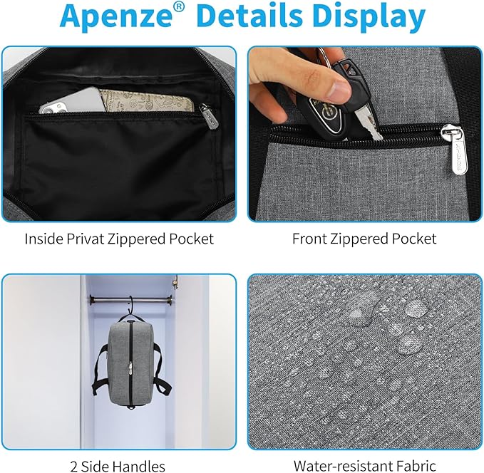 Apenze Small Gym Bag 14 inch lightweight Carry On Mini Duffel Bag for Travel Sport - light Grey