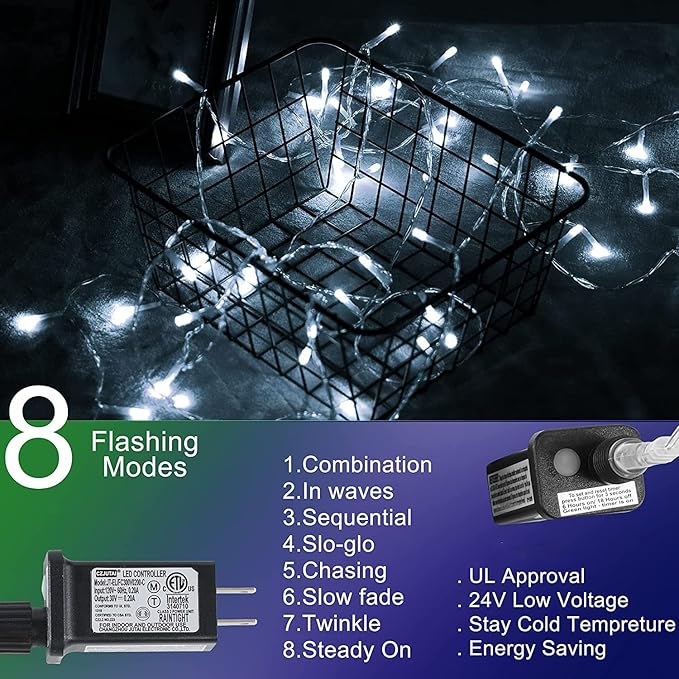 Christmas Decorations Star String Lights, 320 LEDs Outdoor Waterfall Tree Lights with 13" Topper Star, Plug in Waterproof Hanging Fairy Lights for Xmas New Year Holiday Party Yard Decor
