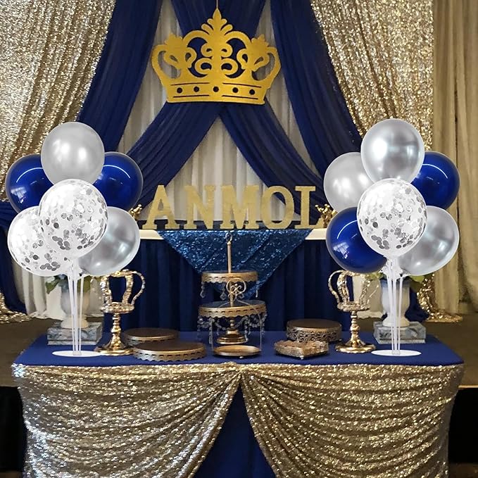 TONIFUL 6 Set Navy Blue Silver Balloon Centerpieces for Table,Balloon Arch Kit for Graduation Decorations 2026 Class of 2026 Party Decorations,New Year,Anniversary,Retirement,Birthday Decoration