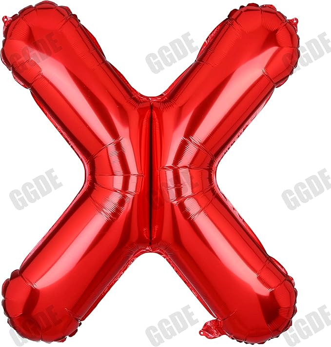 40 Inch Big Red Letter Balloons Foil Mylar Wedding Bachelorette Wedding Birthday Bridal Shower Anniversary Celebration Graduation Party Decoration Alphabet X (A-Z)