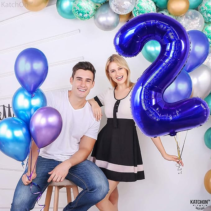 KatchOn, Giant, Royal Blue 2 Balloon - 40 Inch | Royal Blue Number Balloons 2 | Baby Shark Balloons 2nd Birthday Decorations for Boys | 2 Year Old Balloons for 2 Year Old Birthday Decorations Boy