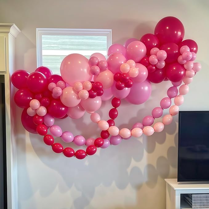 Pastel Pink Quick Link Balloons, 100PCS 10 Inch Baby Pink Linking Balloons for Making Balloon Wall Heart Arch, Tails Balloon for Girls Wedding Birthday Baby Shower Valentine's Party Decorations