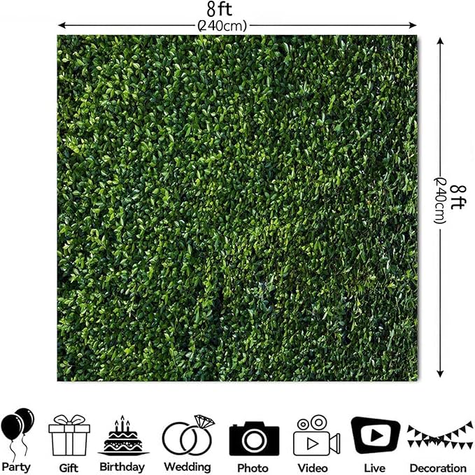Nature Spring 3D Green Leaves Theme Photo Background Wedding Birthday Party Newborn Baby Shower Photography Backdrops Zoo Decor Shoot Props Bannner (8x8 FT)