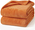 Hansleep Fleece Orange Throw Blanket, Super Soft Flannel Fuzzy Plush Cozy Blanket for All Seasons, Orange, Throw 50x60 Inches