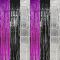 TONIFUL Black Silver Hot Pink Door Streamers,Black and Pink Photo Booth Backdrop Metallic Streamers Foil Fringe Curtain for Birthday,New Year,Graduation,Grad,Baby Shower Party Streamers Decoration