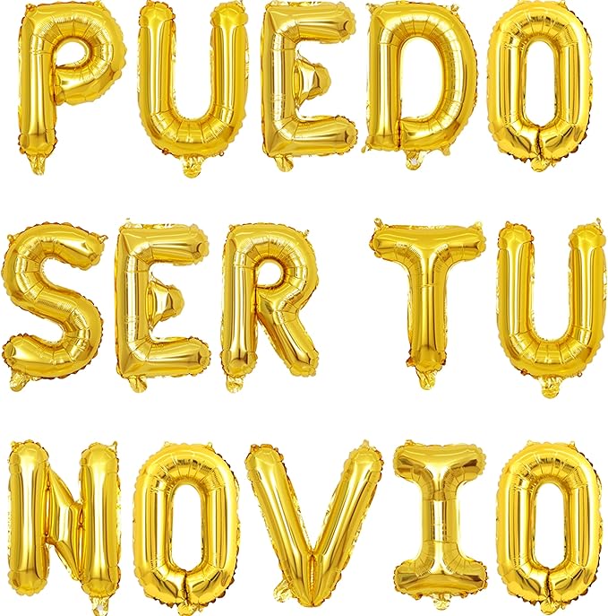 2 Set 30Pcs Gold PUEDO SER TU NOVIO Letter Balloons 16in Balloon Foil Letter Decorations Party Decor Gold Letter Balloons PUEDO SER TU NOVIO Party Supplies