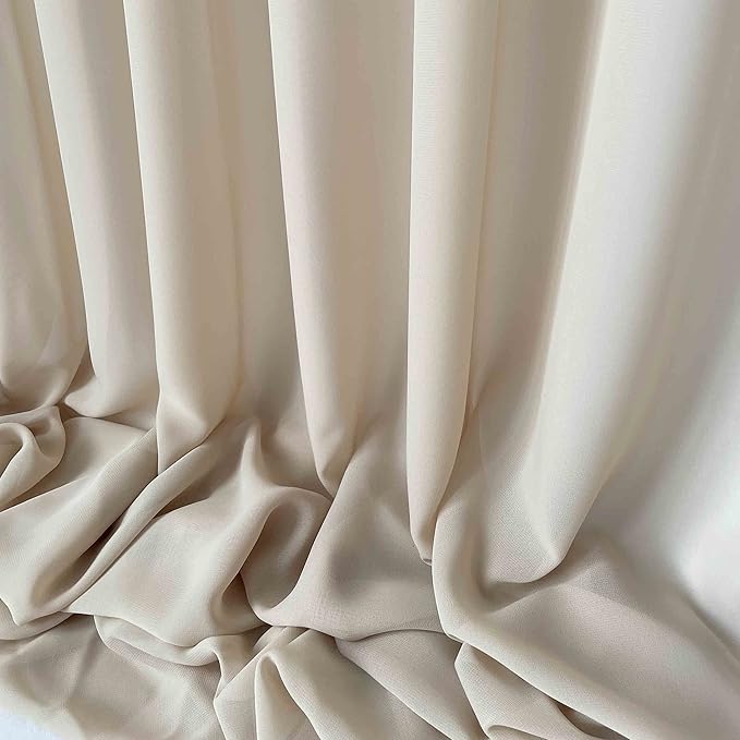 Sheer Chiffon Backdrop Curtains 10ft x 10ft(5ft x 2Panels)， Chiffon Fabric Drapes for Wedding, Long Sheer Curtain for Living Room, Arch Party Stage Decoration(Champagne/Nude/Sand, 120 x 120 Inch)
