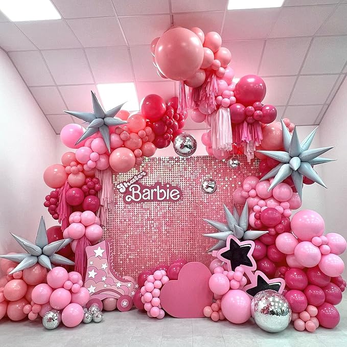 Pink Balloons Arch Kit, Pastel Pink Hot Pink Balloon Garland kit, 18 12 10 5 Inch Different Size Balloons for Birthday Princess Baby Shower Galentine's Day Valentine's Theme Party Decorations