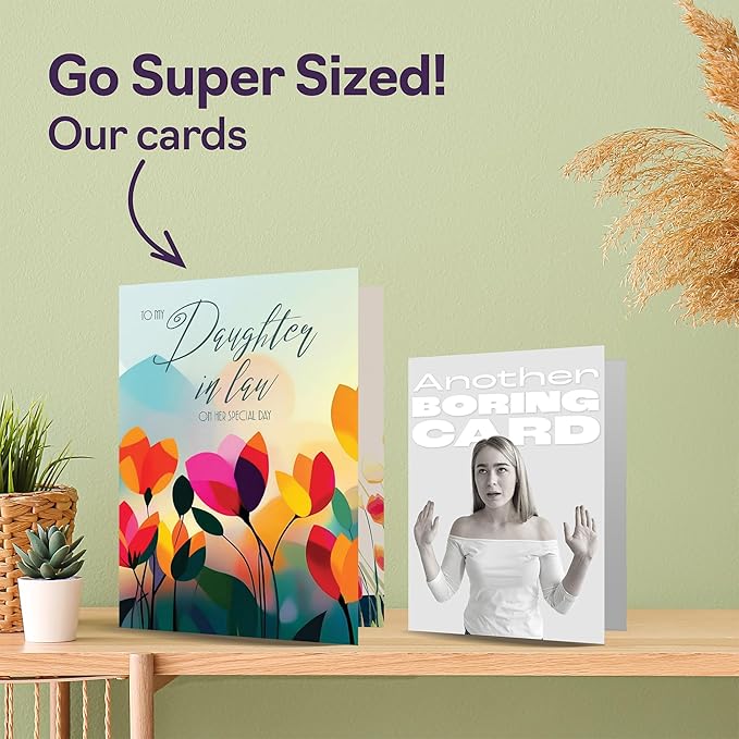 Daughter in Law Birthday Card - Vibrant Summer Flowers - Vivid Happy Birthday Card for Daughter in Law from Mother Mum Father Dad, A5 Female Floral Bday Golden Greeting Cards